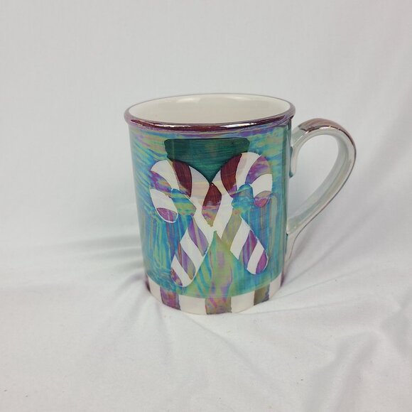 Caribou Coffee Green Iridescent Candy Can Mug NEW 14oz Christmas Holiday - Picture 3 of 9